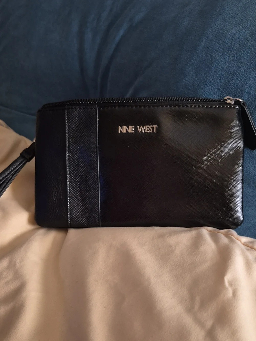 Nine West Black Faux Leather Wristlet Clutch Bag